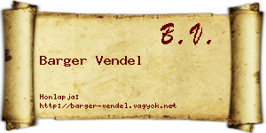 Barger Vendel névjegykártya